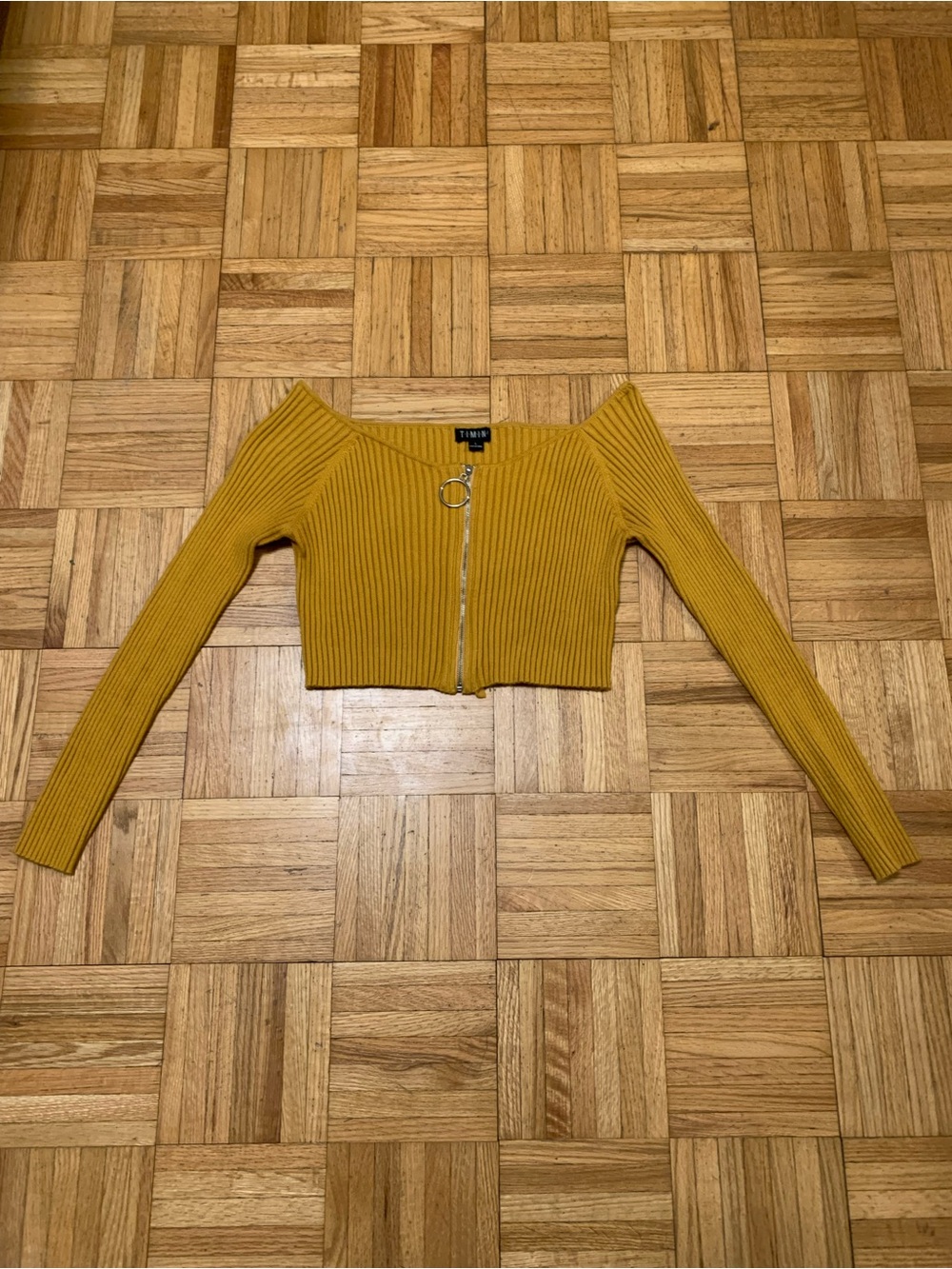Timing Mustard Cropped Zip Long Sleeve
